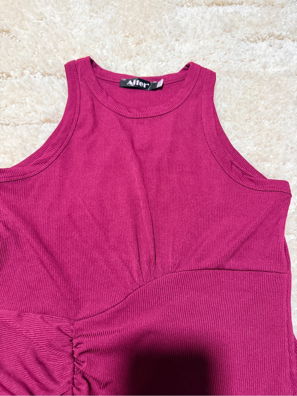 Fuchsia Ruched Tank Dress - Picture 4 of 8